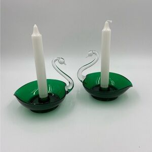 vintage swan candle holders